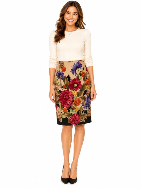 Talbots Dresses & Skirts - Talbots Silk Blend Floral Midi Skirt Women’s Size 8 Classic Garden Print Career